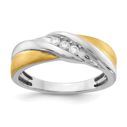 14K Weiß- und Gelbgold Ring mit echten Diamanten für Herren