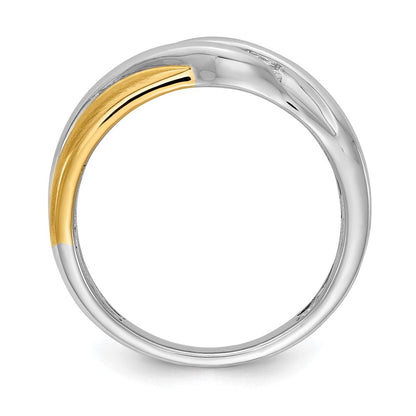 14K Weiß- und Gelbgold Herrenring mit echten Diamanten