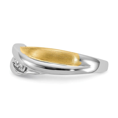 14K Weiß- und Gelbgold Herrenring mit echten Diamanten