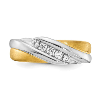 14K Weiß- und Gelbgold Herrenring mit echten Diamanten