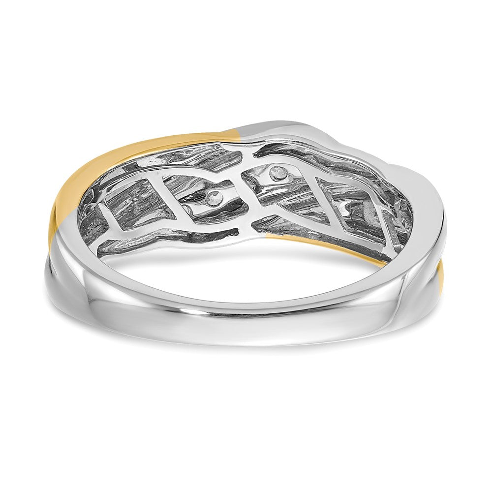 14K Weiß- und Gelbgold Herrenring mit echten Diamanten