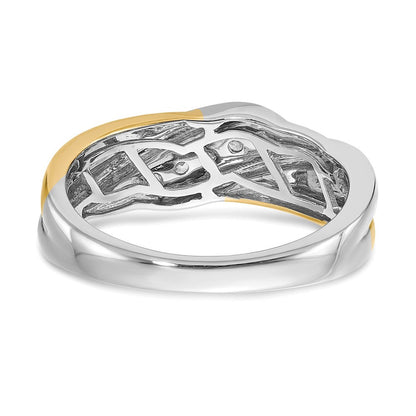 14K Weiß- und Gelbgold Herrenring mit echten Diamanten