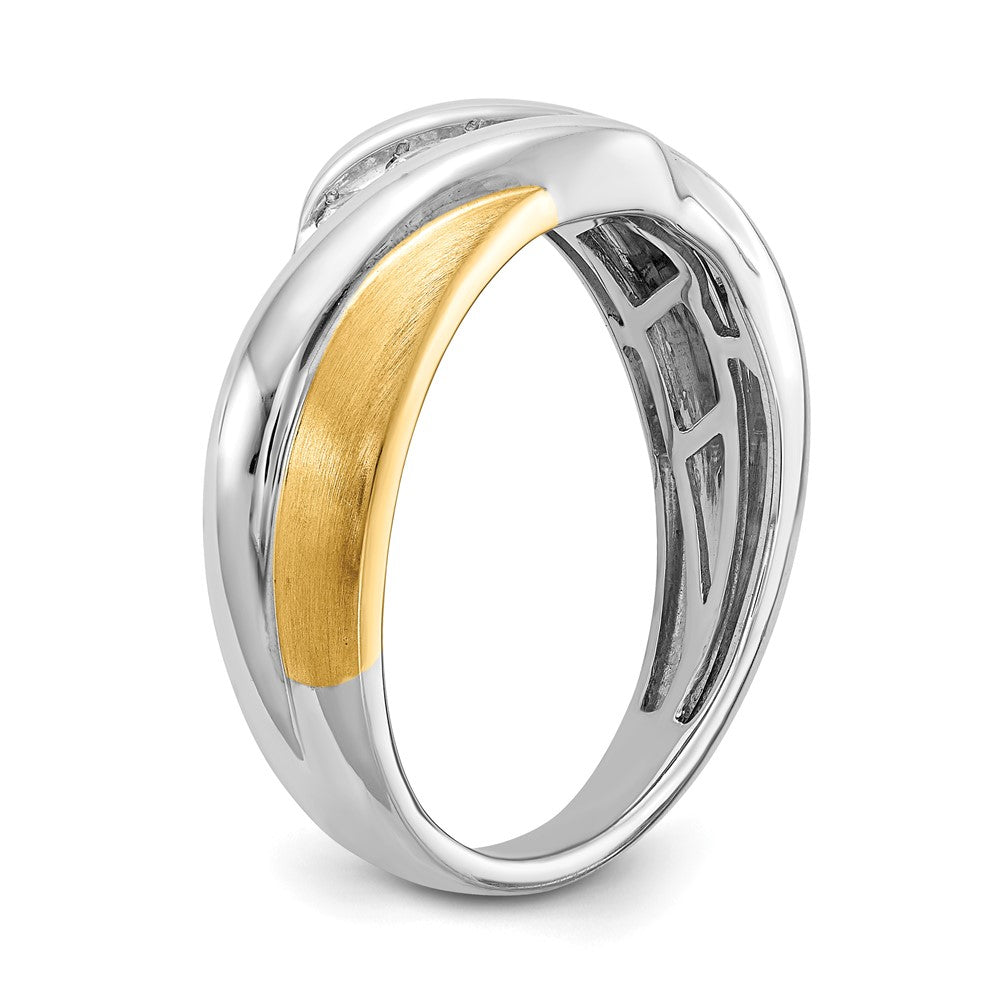 14K Weiß- und Gelbgold Herrenring mit echten Diamanten