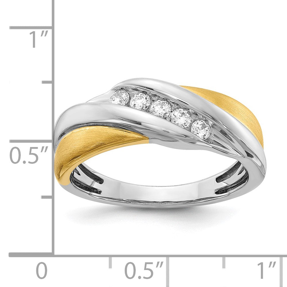 14K Weiß- und Gelbgold Herrenring mit echten Diamanten