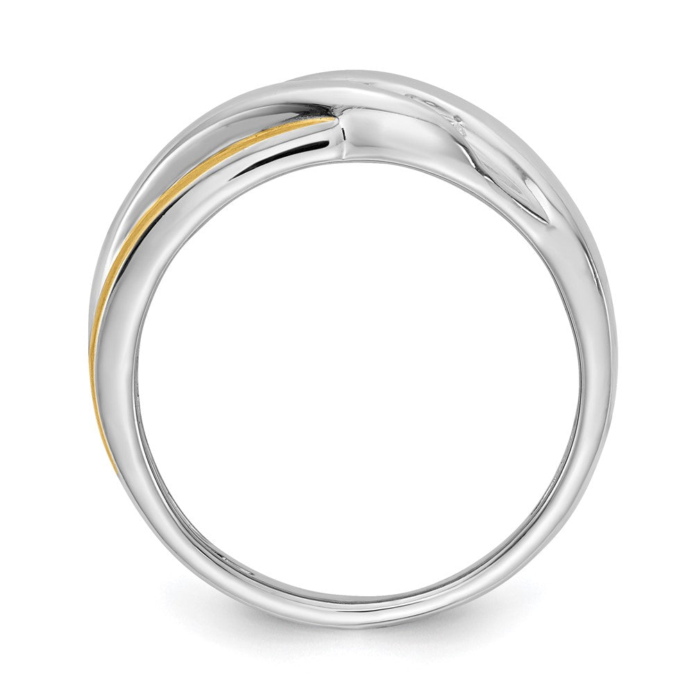 14K Weiß- und Gelbgold Herrenring mit echten Diamanten