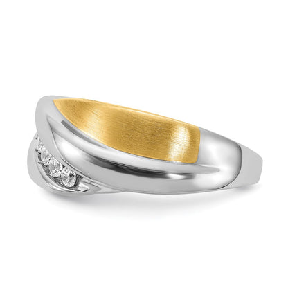 14K Weiß- und Gelbgold Herrenring mit echten Diamanten