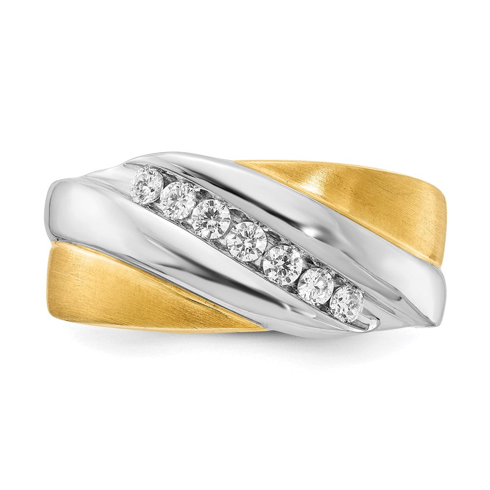 14K Weiß- und Gelbgold Herrenring mit echten Diamanten