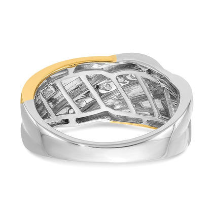 14K Weiß- und Gelbgold Herrenring mit echten Diamanten