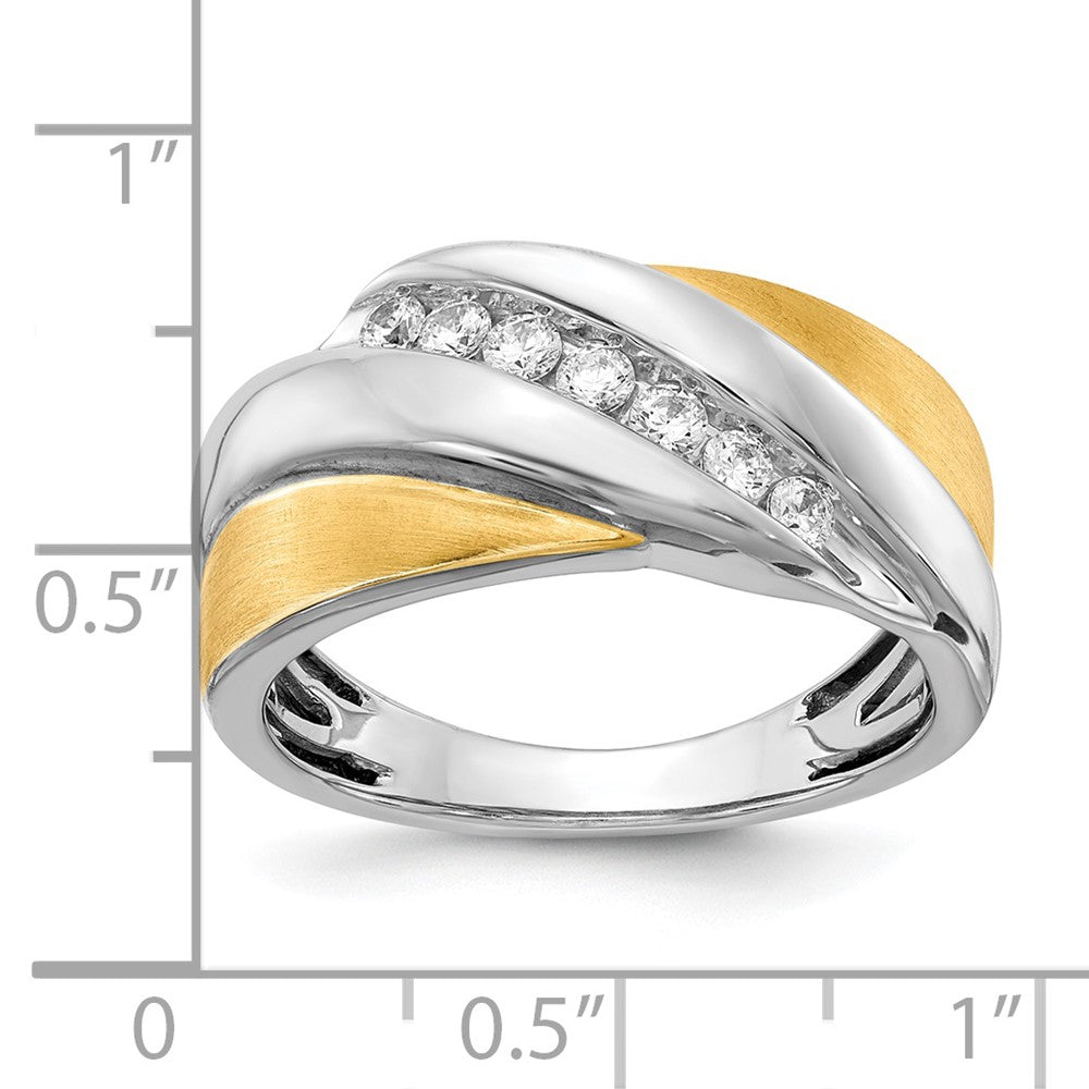 14K Weiß- und Gelbgold Herrenring mit echten Diamanten