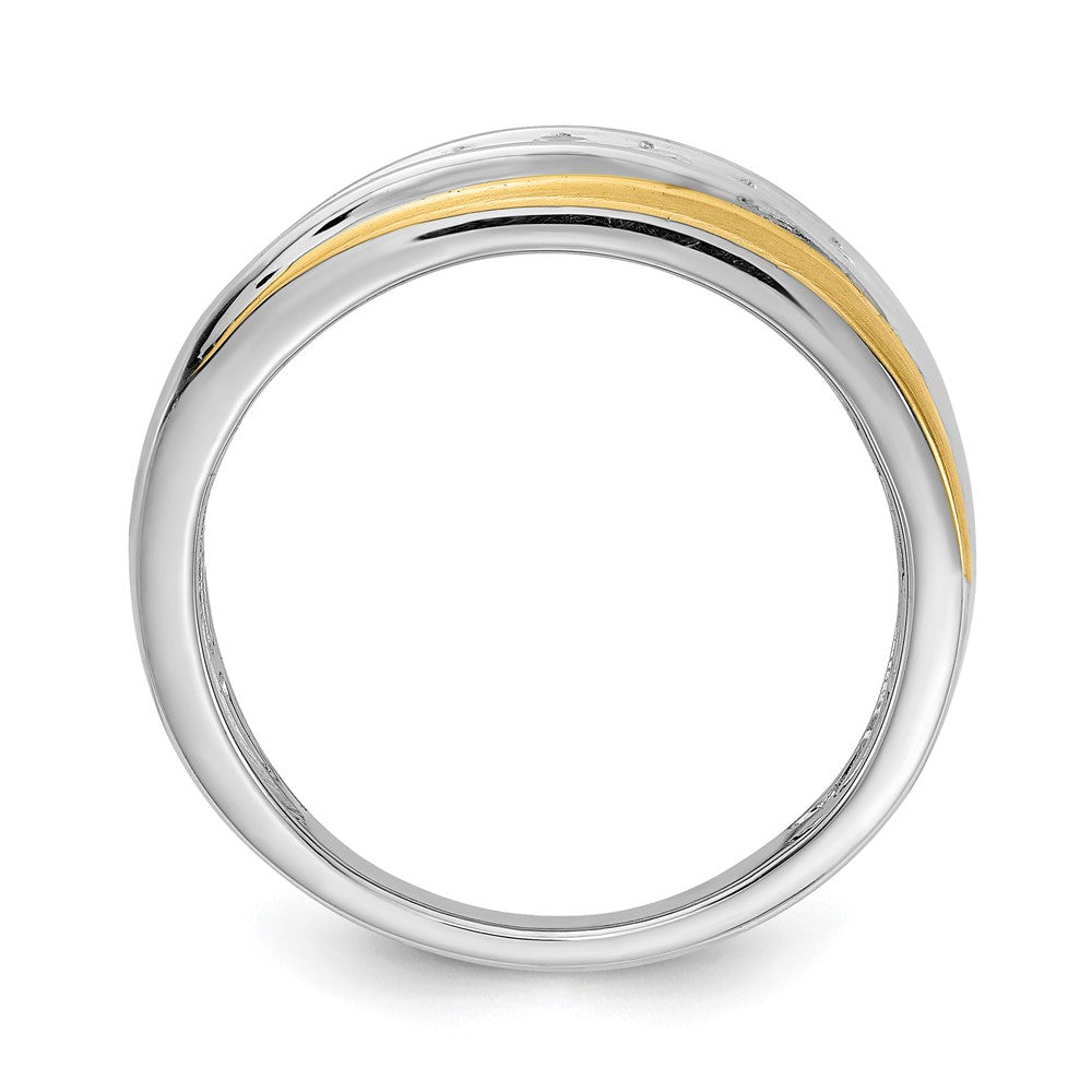 14K Weiß & Gelbgold Echt Diamant Herren Ring