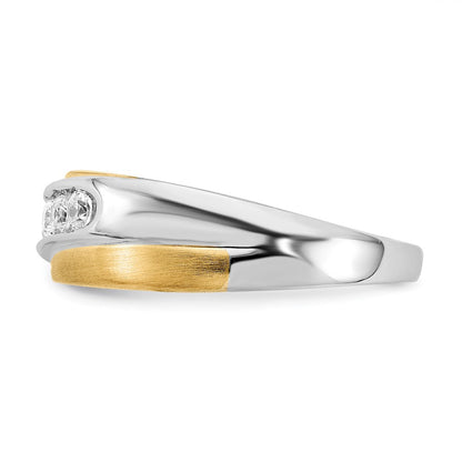 14K Weiß & Gelbgold Echt Diamant Herren Ring