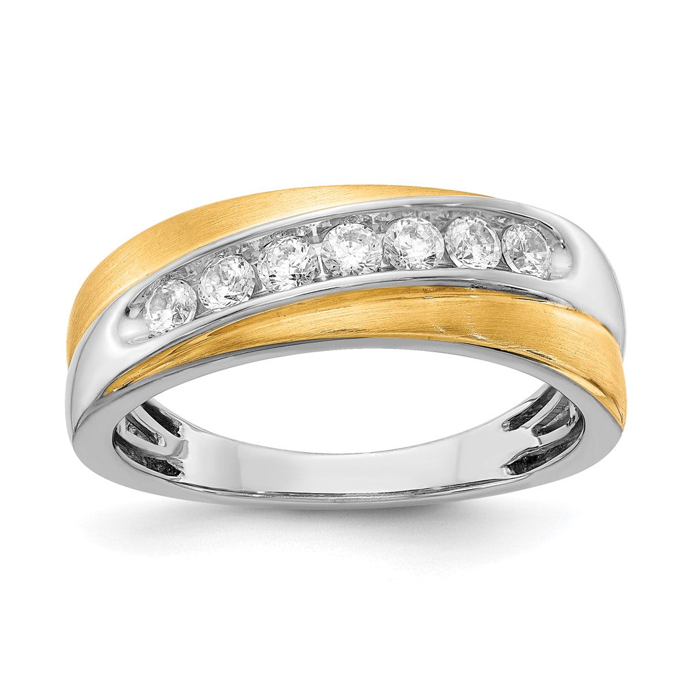 14K Weiß & Gelbgold Echt Diamant Herren Ring