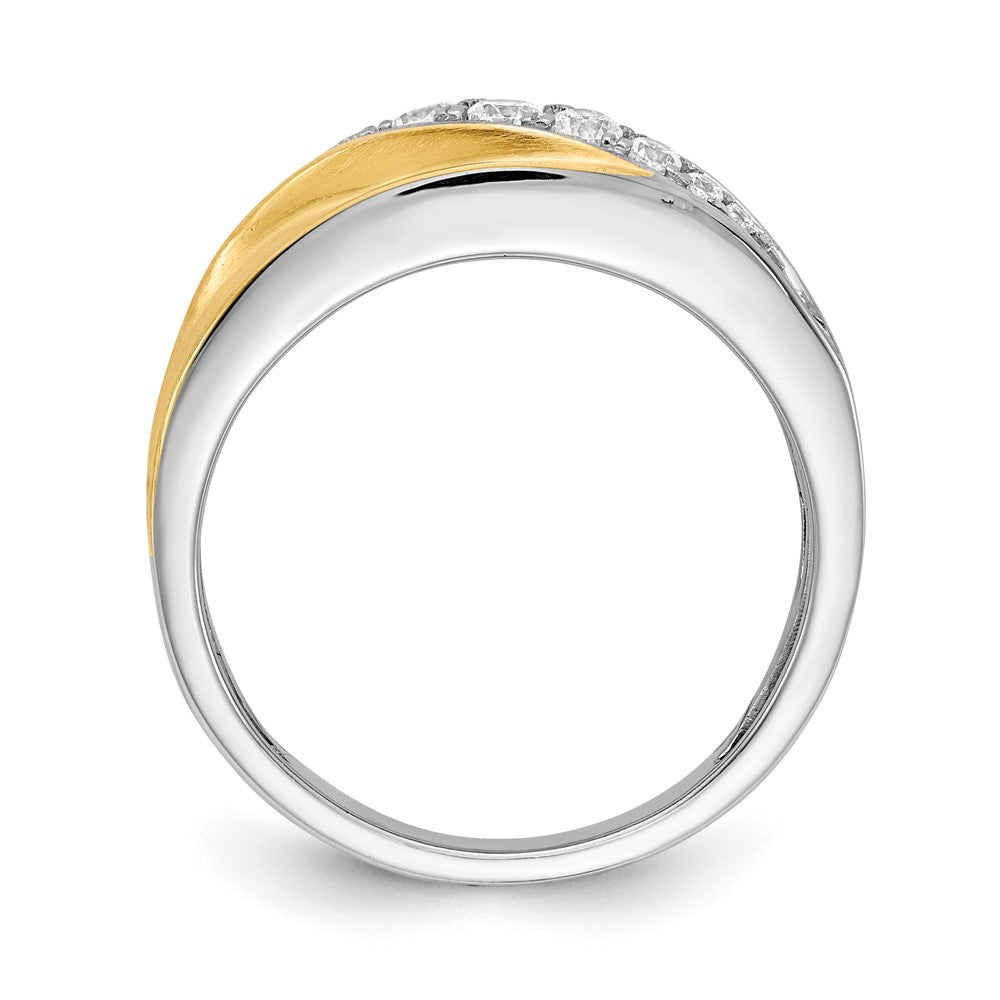 14K Weiß- und Gelbgold Herrenring mit echten Diamanten