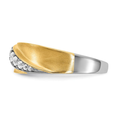 14K Weiß- und Gelbgold Herrenring mit echten Diamanten