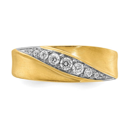 14K Weiß- und Gelbgold Herrenring mit echten Diamanten