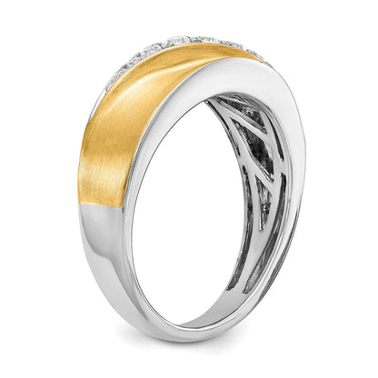 14K Weiß- und Gelbgold Herrenring mit echten Diamanten