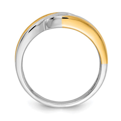 14K Weiß- und Gelbgold Ring mit echten Diamanten für Herren