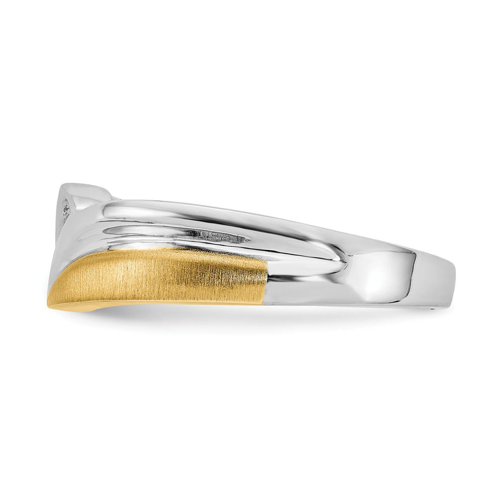 14K Weiß- und Gelbgold Ring mit echten Diamanten für Herren