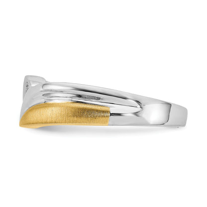 14K Weiß- und Gelbgold Ring mit echten Diamanten für Herren