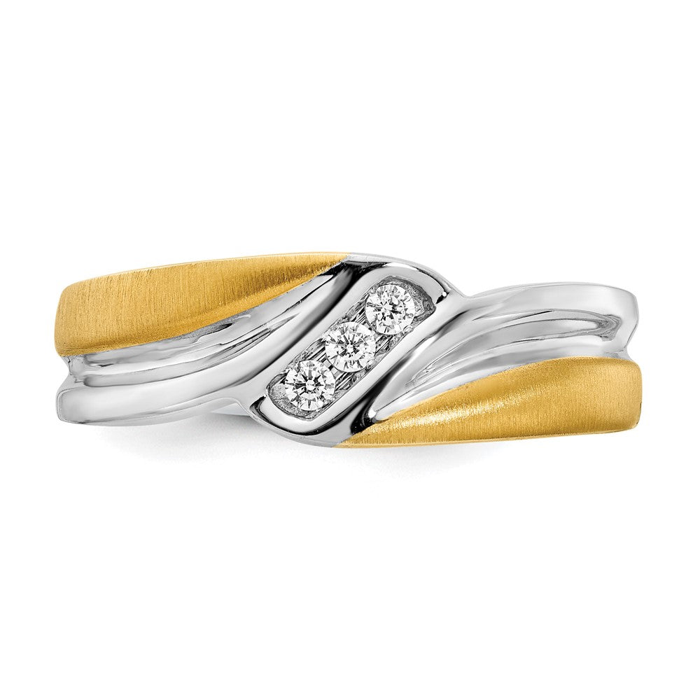 14K Weiß- und Gelbgold Ring mit echten Diamanten für Herren