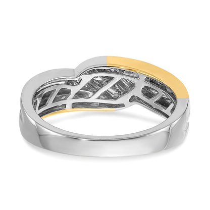 14K Weiß- und Gelbgold Ring mit echten Diamanten für Herren