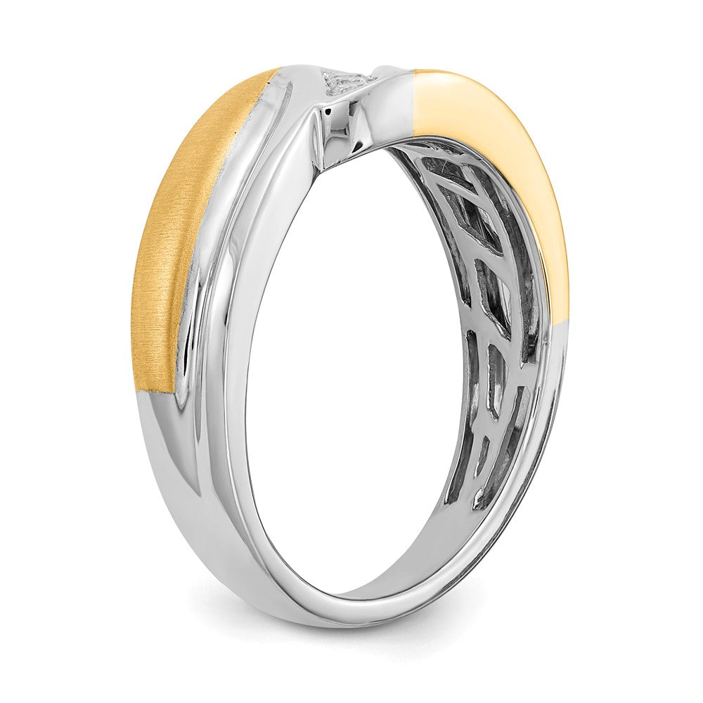14K Weiß- und Gelbgold Ring mit echten Diamanten für Herren