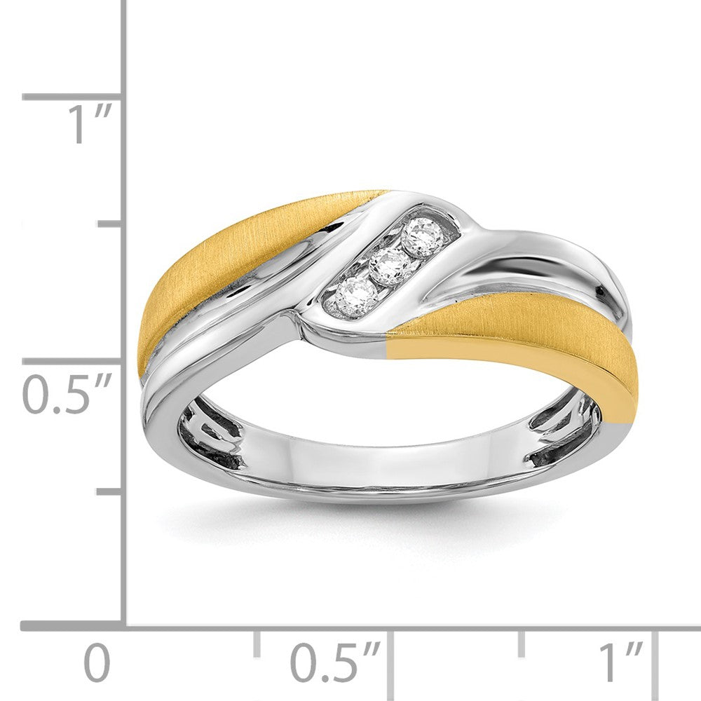14K Weiß- und Gelbgold Ring mit echten Diamanten für Herren