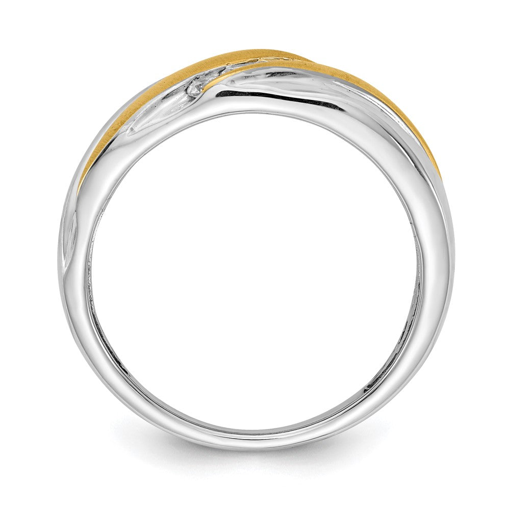 14K Weiß- und Gelbgold Herrenring mit echten Diamanten