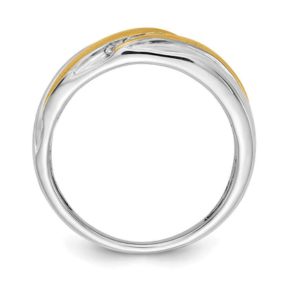 14K Weiß- und Gelbgold Herrenring mit echten Diamanten