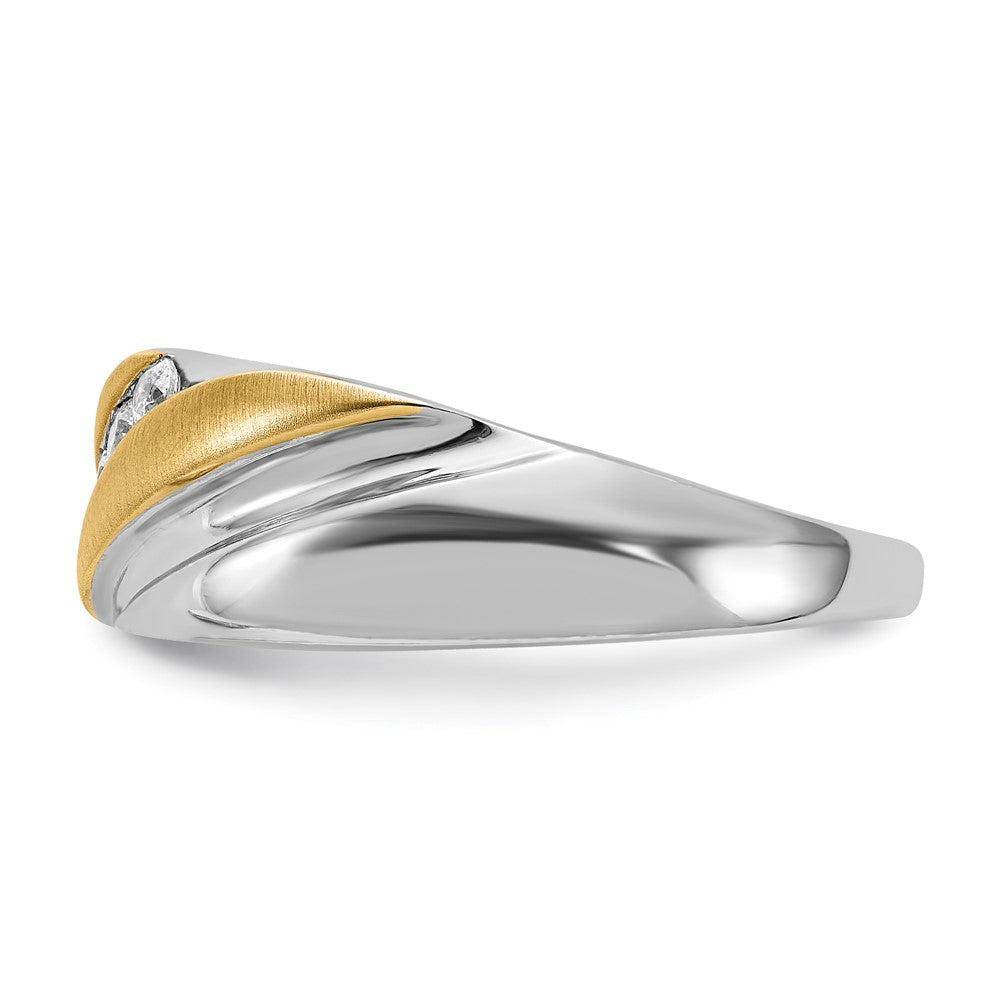 14K Weiß- und Gelbgold Herrenring mit echten Diamanten