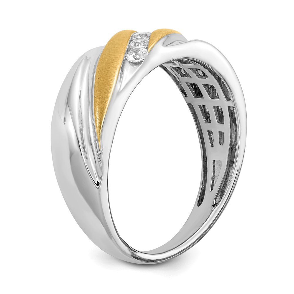 14K Weiß- und Gelbgold Herrenring mit echten Diamanten