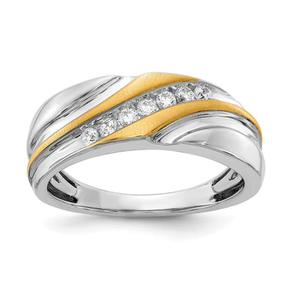 14K Bicolor Ring mit 0,25 ct. Laborgezüchteten Diamanten VS/SI+ G+ Siebenstein für Herren
