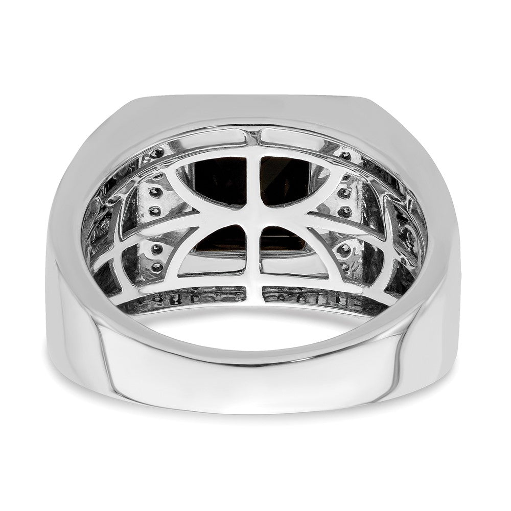 14K Weißgold Herrenring mit 0,5 ct. Labordiamanten VS/SI+ G+ und Onyx-Seitenkreuz