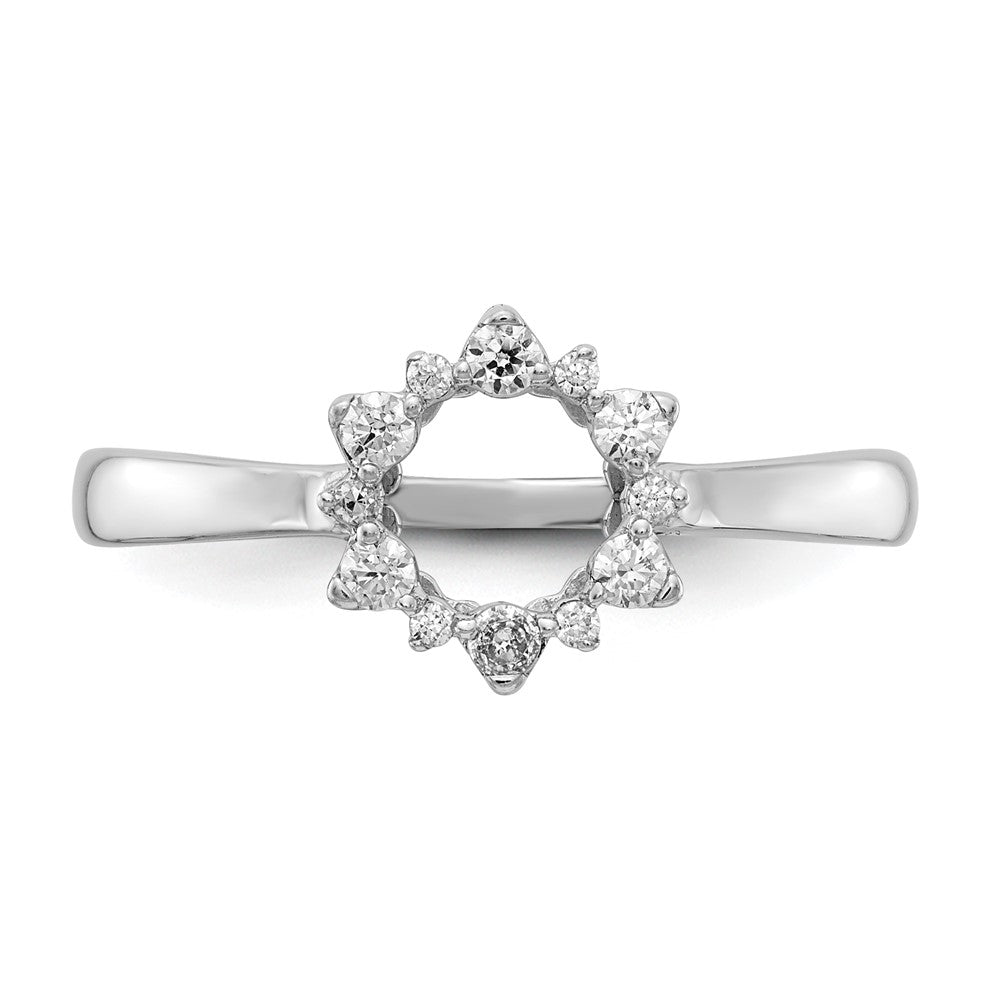 14K Weißgold Ring mit natürlichen Diamanten, rund
