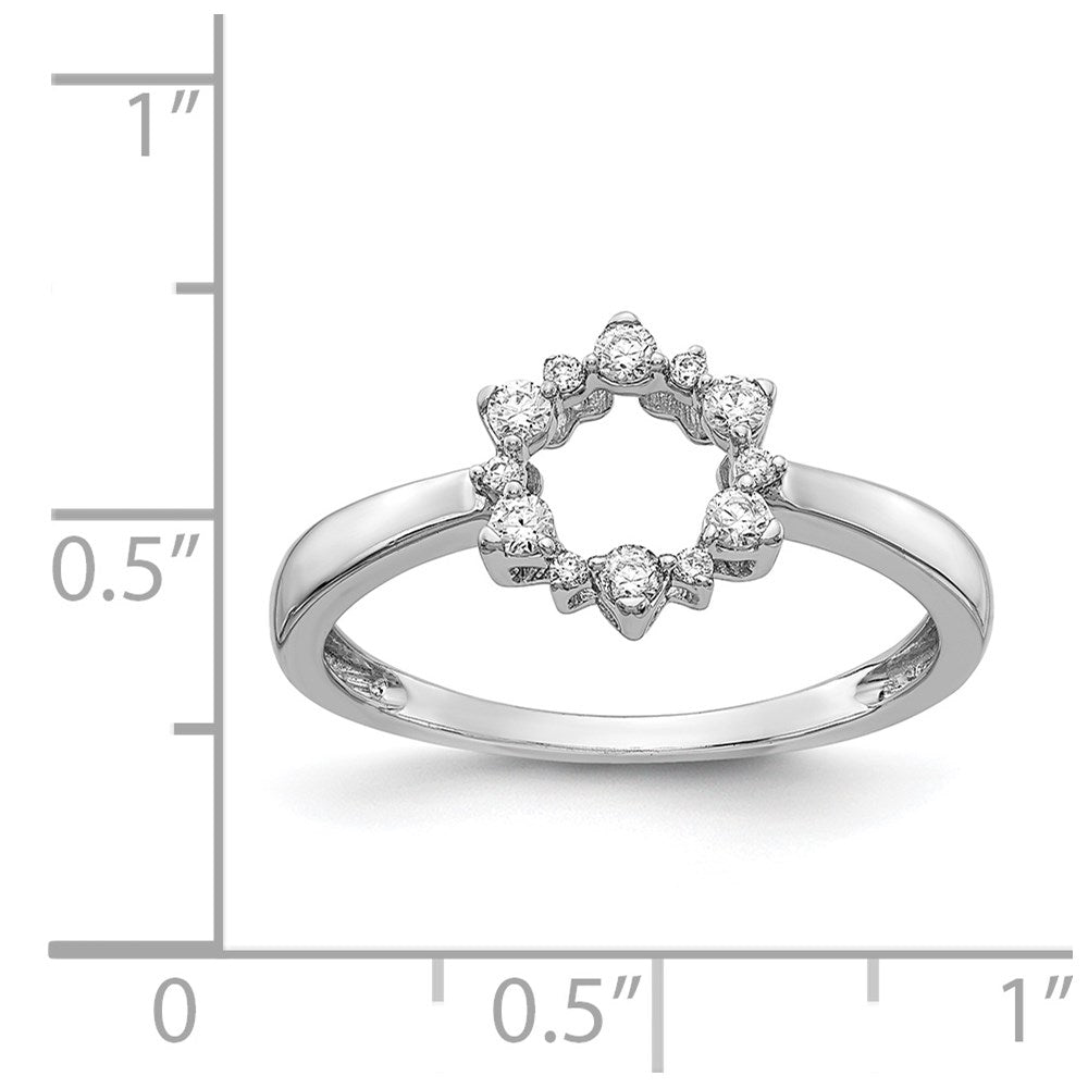 14K Weißgold Ring mit natürlichen Diamanten, rund