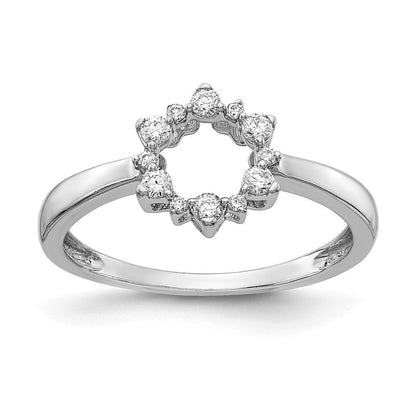 14K Weißgold Ring mit natürlichen Diamanten, rund
