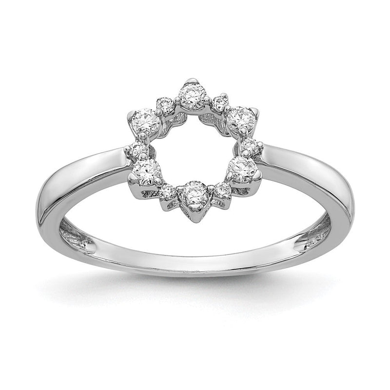 14K Weißgold Ring mit natürlichen Diamanten, rund