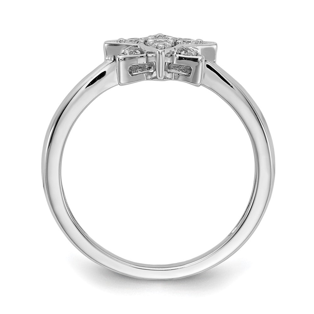 14K Weißgold Ring mit natürlichen Diamanten in Sternform