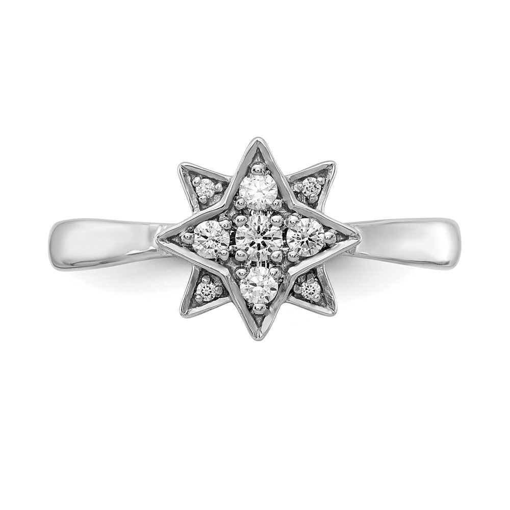 14K Weißgold Ring mit natürlichen Diamanten in Sternform
