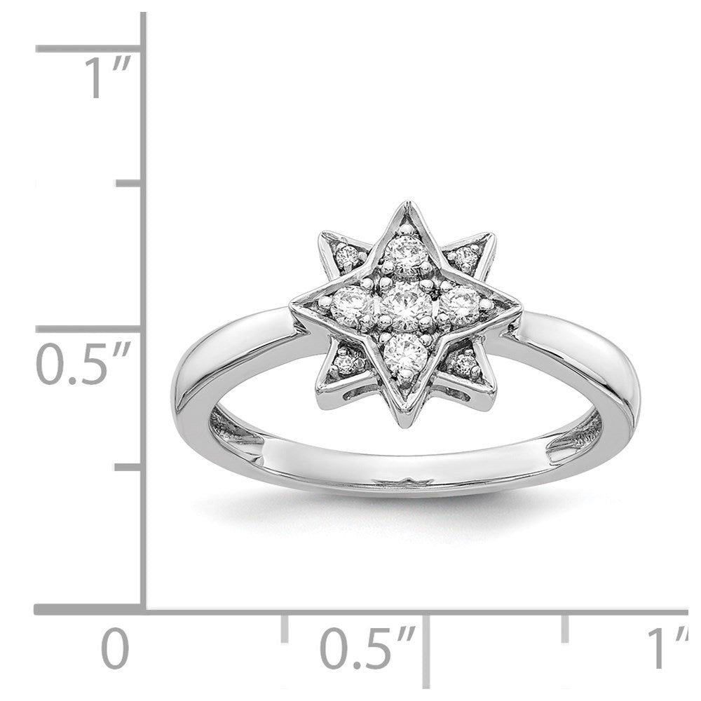 14K Weißgold Ring mit natürlichen Diamanten in Sternform