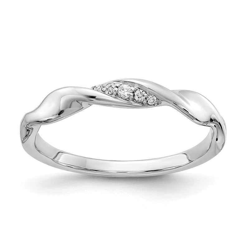 14K Weißgold Ring mit natürlichem Diamant und Fancy-Twist-Design