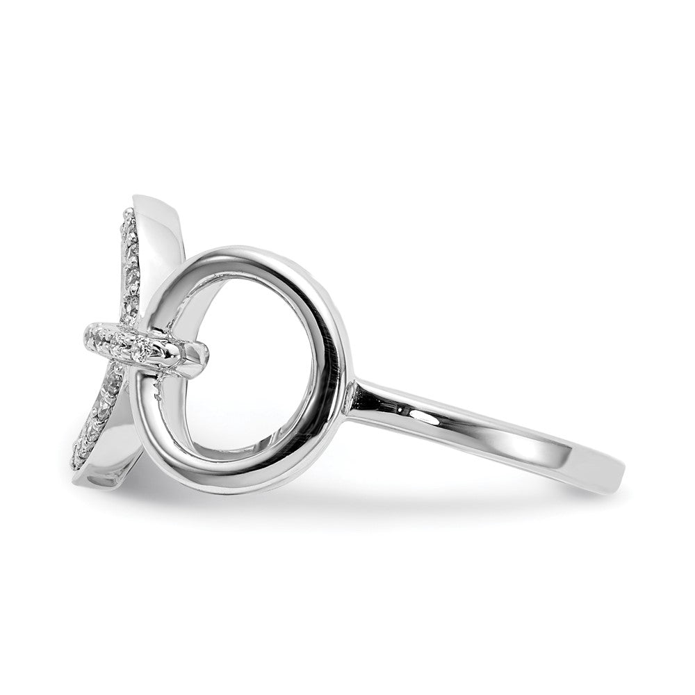 14K Weißgold Ring mit natürlichen Diamanten in Kreisform