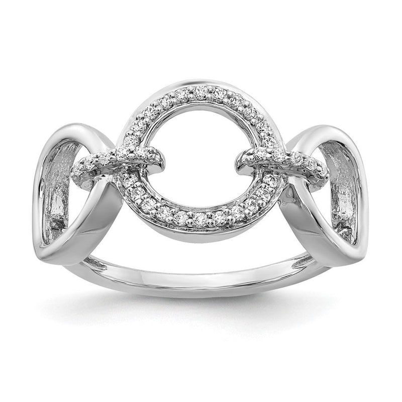 14K Weißgold Ring mit natürlichen Diamanten in Kreisform
