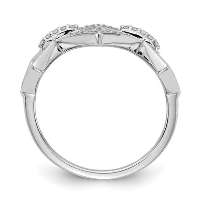14K Weißgold Ring mit natürlichen Diamanten, rund, 0,13 ct