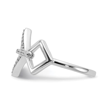 14K Weißgold Ring mit natürlichen Diamanten, rund, 0,13 ct