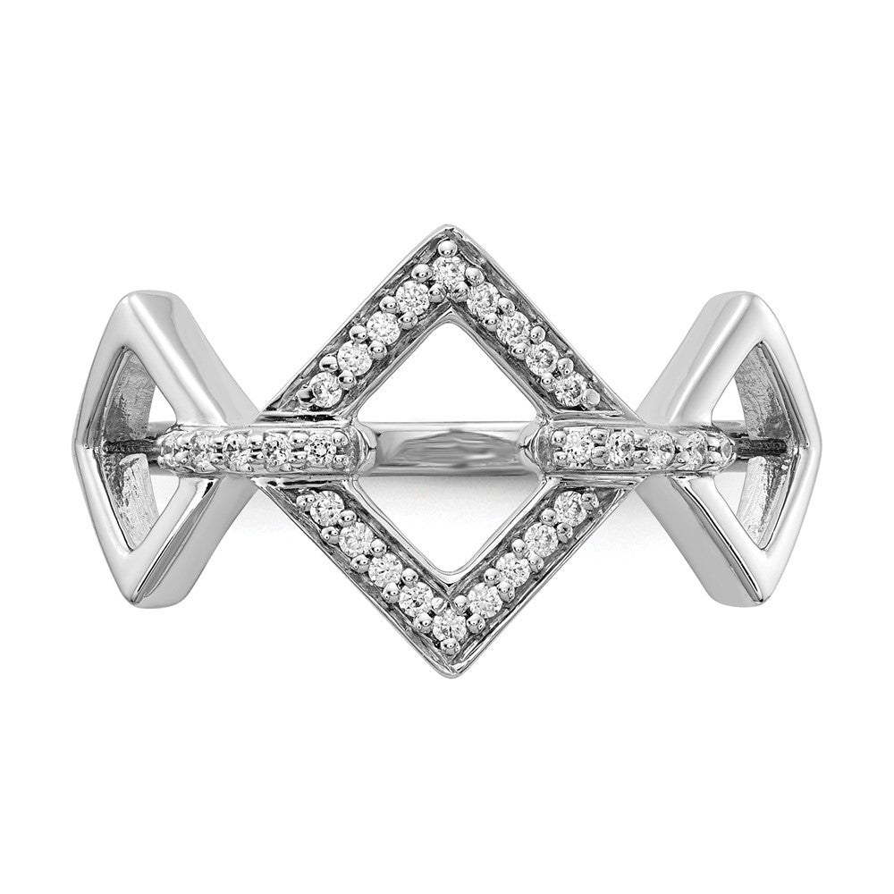 14K Weißgold Ring mit natürlichen Diamanten, rund, 0,13 ct