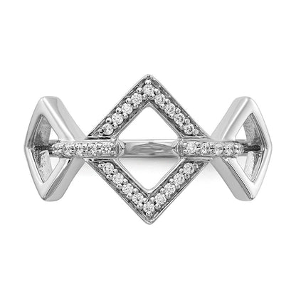 14K Weißgold Ring mit natürlichen Diamanten, rund, 0,13 ct