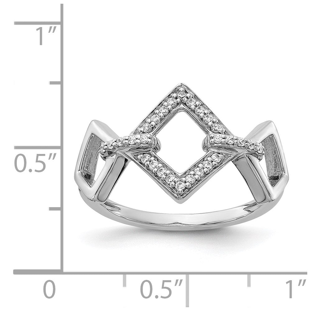 14K Weißgold Ring mit natürlichen Diamanten, rund, 0,13 ct