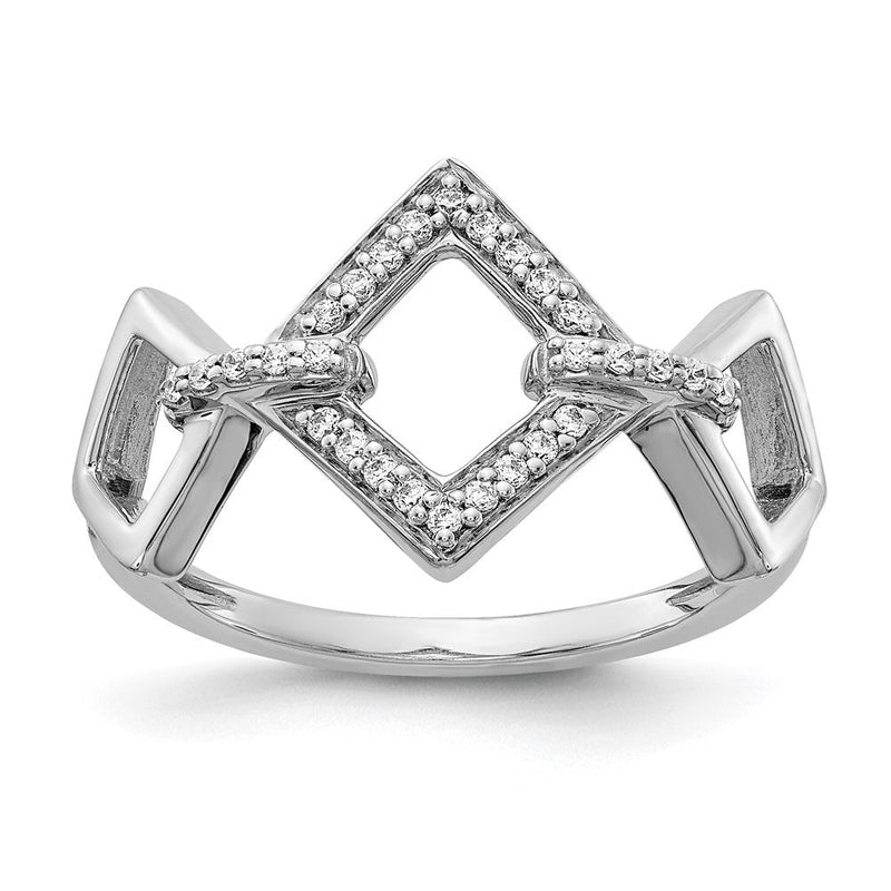 14K Weißgold Ring mit natürlichen Diamanten, rund, 0,13 ct
