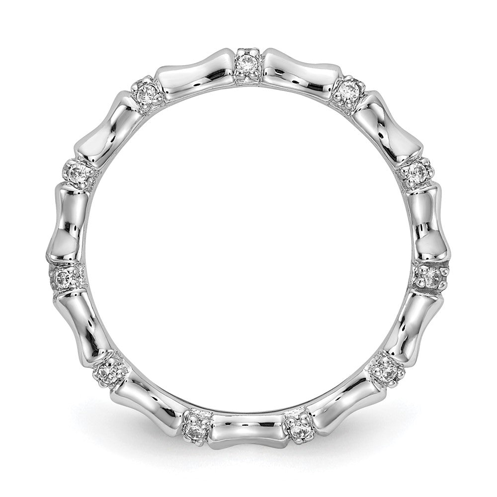 14K Weißgold Diamant Fantasie Bamboo Ring